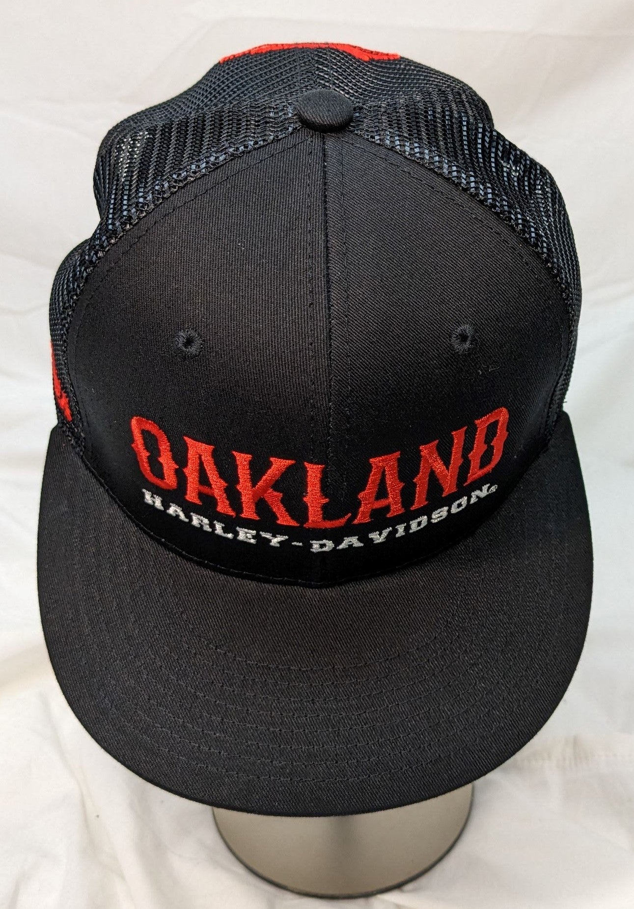 Oakland Harley-Davidson Ballcap - Red Trucker style with Oakland brim